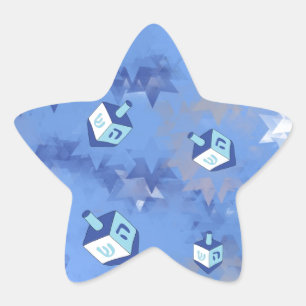 Happy Hanukkah Falling Star and Dreidels Sticker