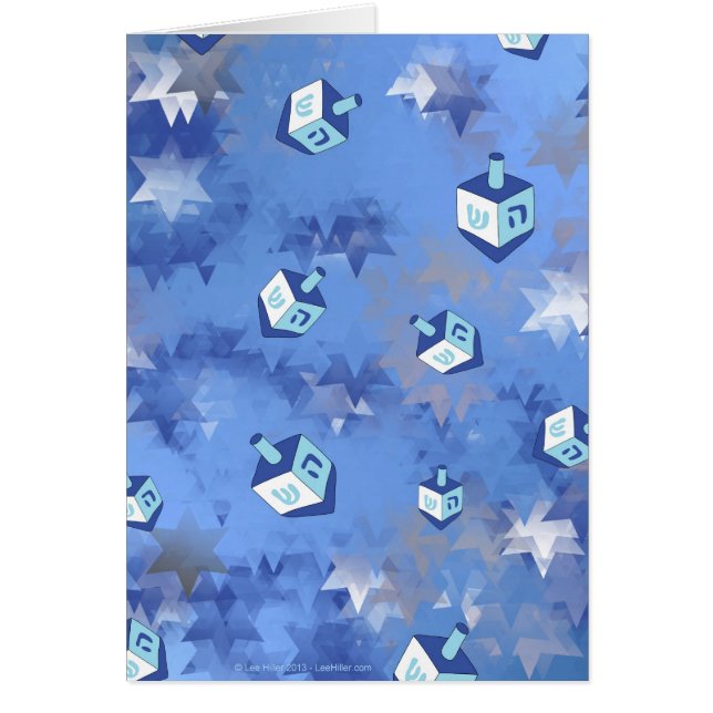 Happy Hanukkah Falling Stars and Dreidels (Front)