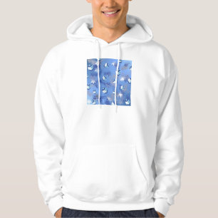 Happy Hanukkah Falling Stars and Dreidels Hoodie