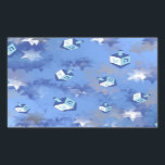 Happy Hanukkah Falling Stars and Dreidels Rectangular Sticker<br><div class="desc">You are viewing The Lee Hiller Design Collection. Apparel,  Gifts & Collectibles Lee Hiller Photography or Digital Art Collection. You can view her Nature photography at http://HikeOurPlanet.com/ and follow her hiking blog within Hot Springs National Park.</div>