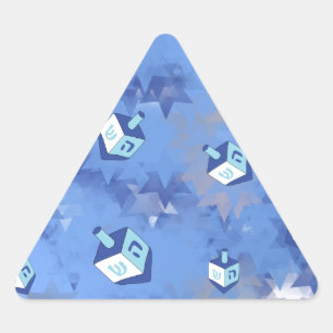 Happy Hanukkah Falling Stars and Dreidels Triangle Sticker