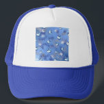 Happy Hanukkah Falling Stars and Dreidels Trucker Hat<br><div class="desc">You are viewing The Lee Hiller Design Collection. Apparel,  Gifts & Collectibles Lee Hiller Photography or Digital Art Collection. You can view her Nature photography at http://HikeOurPlanet.com/ and follow her hiking blog within Hot Springs National Park.</div>