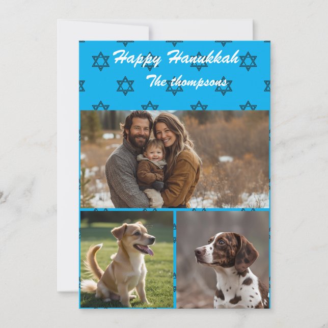 Happy hanukkah family card photo personalise (Front)