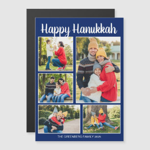 Happy Hanukkah Family Photo Collage Magnet Card