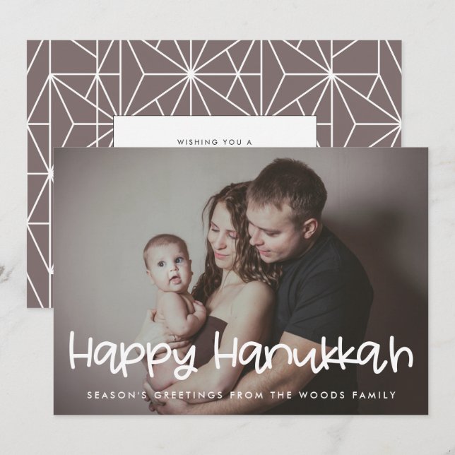 Happy Hanukkah Family photo Holiday Card (Front/Back)