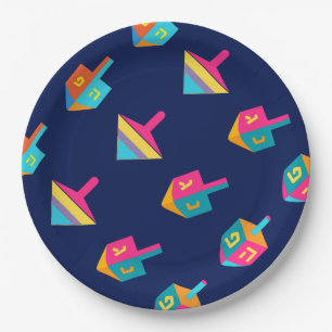 Happy Hanukkah Festival dreidel Holiday Decoration Paper Plate
