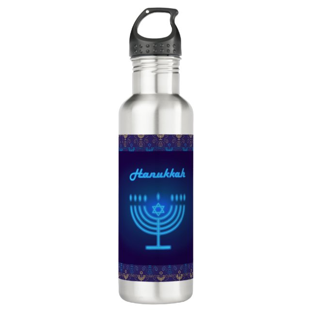 Happy Hanukkah Festival Menorah decoration 710 Ml Water Bottle (Front)