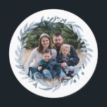 Happy Hanukkah Festival of Light Blue Wreath Photo Holiday Card<br><div class="desc">Happy Hanukkah Festival of Light Blue Wreath Photo flat holiday card from Ricaso - a stunning watercolor blue wreath photo frame design, the blue and white are not over powering leaving your photograph the centre of attention - the delicate text on the back gives this card a sophisticated feel -...</div>