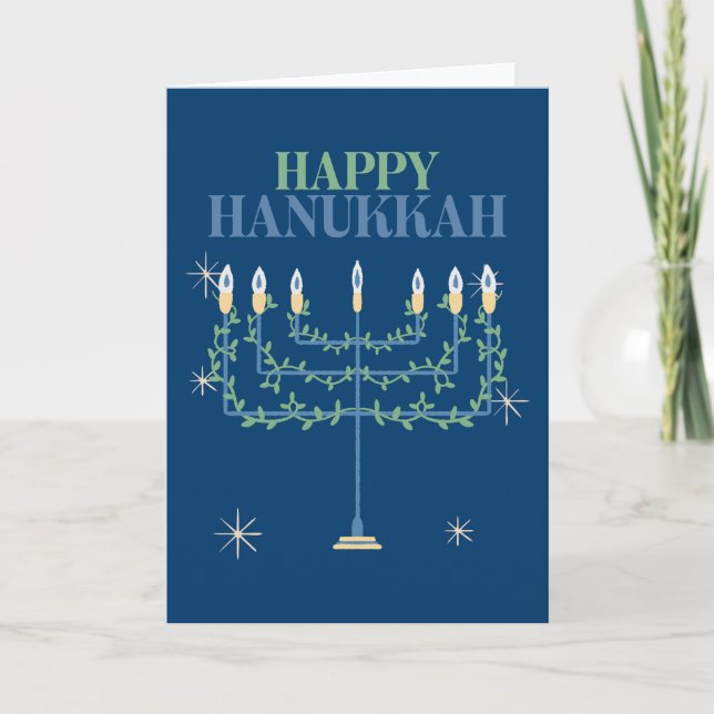 Happy Hanukkah Festival of Light Menorah Holiday Card (Front)