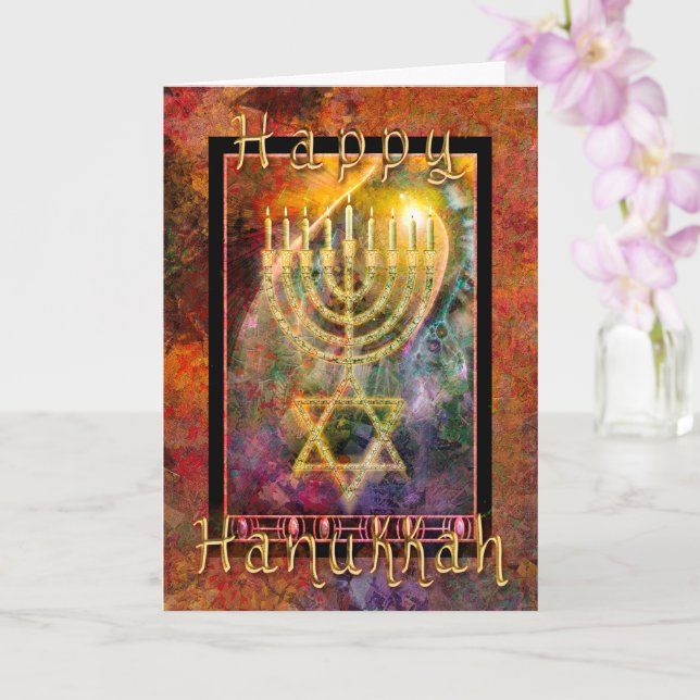 HAPPY HANUKKAH Festival of Lights Card (Orchid)