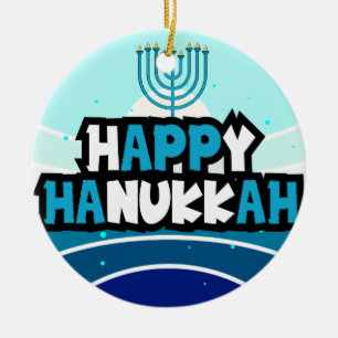 Happy Hanukkah - Festival Of Lights Ceramic Tree Decoration