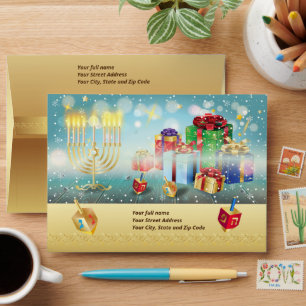 Happy Hanukkah Festival of Lights Gold Envelope