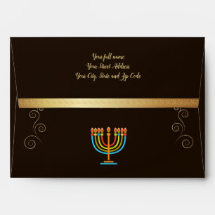 Happy Hanukkah Festival of Lights Gold Luxury Envelope