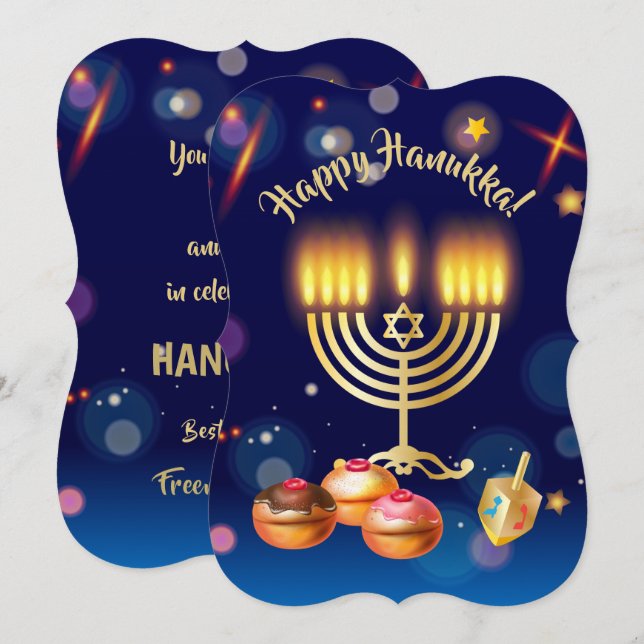 Happy Hanukkah Festival of Lights Invitation (Front/Back)