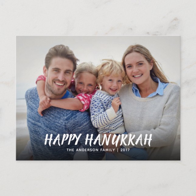 Happy Hanukkah Festival of Lights Photo Invite Postcard (Front)