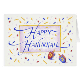 Happy Hanukkah Festive Dreidels Greeting Card