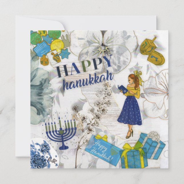 Happy Hanukkah Flat Greeting Card (Front)