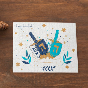 Happy Hanukkah Floral Dreidel Jigsaw Puzzle