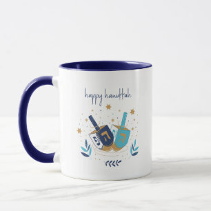 Happy Hanukkah Floral Dreidel Mug
