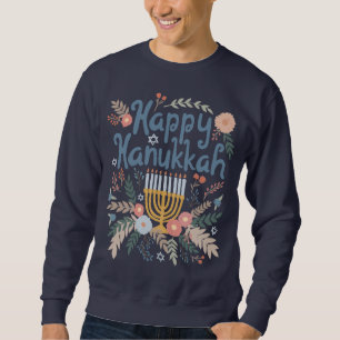 Happy Hanukkah FLorals Hand-drawn Art  Sweatshirt