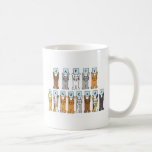 Happy Hanukkah for Cat Lover Coffee Mug<br><div class="desc">Different colored cartoon cats holding up pale blue cards that have letters on spelling out 'Happy Hanukkah'.</div>