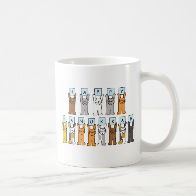 Happy Hanukkah for Cat Lover Coffee Mug (Right)