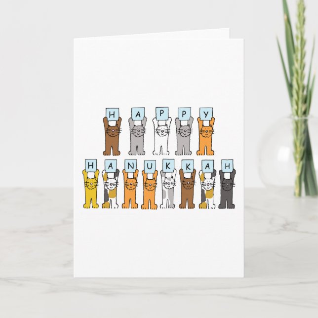 Happy Hanukkah for Cat Lover Holiday Card (Front)