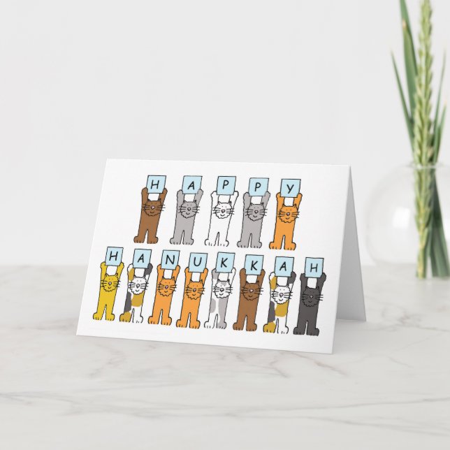 Happy Hanukkah for Cat Lover Holiday Card (Front)