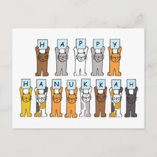 Happy Hanukkah for Cat Lover Holiday Postcard