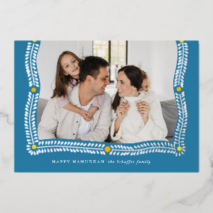 Happy Hanukkah Frame of Light Photo Foil Holiday Card