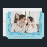 Happy Hanukkah Frame of Light Photo Holiday Card<br><div class="desc">A wreath of laurel leaves and abstract points of light frame your photo for a classic Hanukkah card. Don't forget to personalise this flat card with your names and personal message on the reverse.</div>