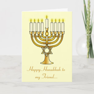 Happy Hanukkah Friend with Menorah Holiday Card