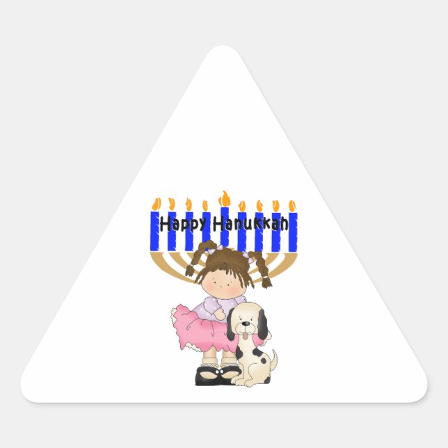 Happy Hanukkah Friends Triangle Sticker (Front)