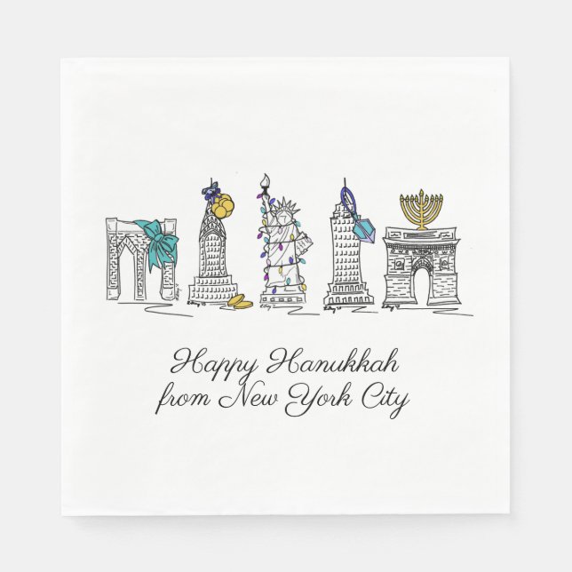 Happy Hanukkah from New York City NYC Chanukah Napkin (Front)