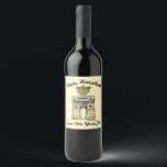 Happy Hanukkah from NYC Menorah Washington Square Wine Label<br><div class="desc">Wine bottle label design features an original marker illustration of NYC's Washington Square Arch,  "dressed up" for Hanukkah with a menorah on the top.

Don't see what you're looking for? Need help with customisation? Click "contact this designer" to have something created just for you!</div>