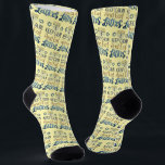 Happy Hanukkah Funny Jewish Holiday Fun Gift Socks<br><div class="desc">Happy Hanukkah Jewish Holiday Socks.
"Keep clam and eat latkes"
Very fun holiday gift ♥ 
Have fun and enjoy 🧦</div>