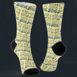 Happy Hanukkah Funny Jewish Holiday Fun Gift Socks<br><div class="desc">Happy Hanukkah Jewish Holiday Socks.
"Keep clam and eat latkes"
Very fun holiday gift ♥ 
Have fun and enjoy 🧦</div>