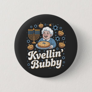 Happy Hanukkah Funny Jewish Holiday Kvellin Bubby 6 Cm Round Badge
