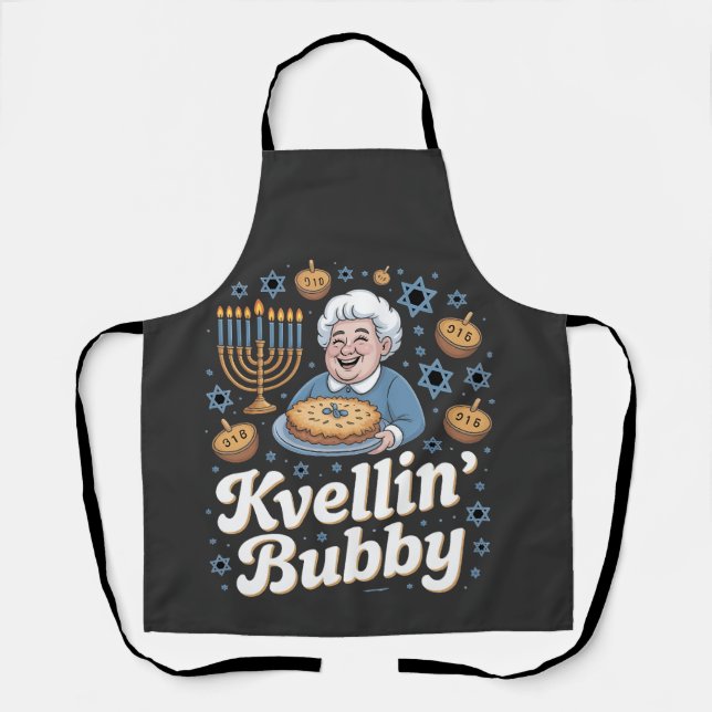  Happy Hanukkah Funny Jewish Holiday Kvellin Bubby Apron (Front)