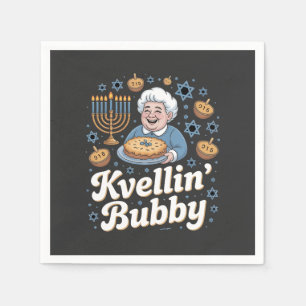 Happy Hanukkah Funny Jewish Holiday Kvellin Bubby Napkin