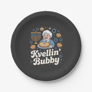 Happy Hanukkah Funny Jewish Holiday Kvellin Bubby Paper Plate