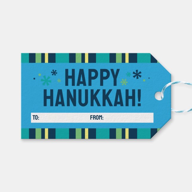 Happy Hanukkah Gift Tag (Front (Horizontal))