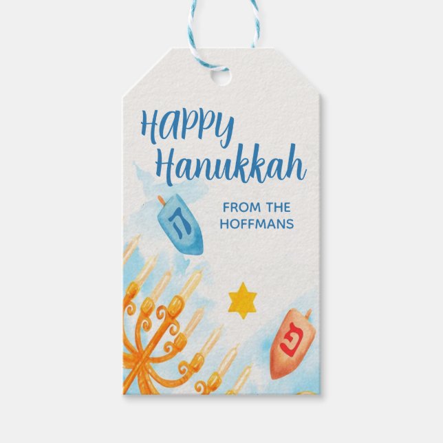 Happy Hanukkah Gift Tags Menorah (Front)