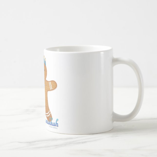 Happy Hanukkah Gingerbread Man Menorah Coffee Mug (Right)