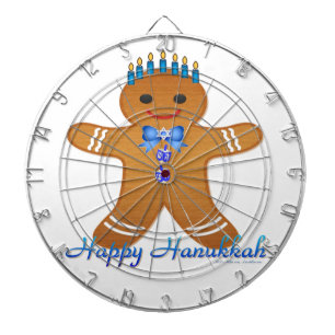 Happy Hanukkah Gingerbread Man Menorah Dartboard