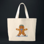 Happy Hanukkah Gingerbread Man Menorah Large Tote Bag<br><div class="desc">You are viewing The Lee Hiller Design Collection. Apparel,  Gifts & Collectibles Lee Hiller Photography or Digital Art Collection. You can view her Nature photography at http://HikeOurPlanet.com/ and follow her hiking blog within Hot Springs National Park.</div>