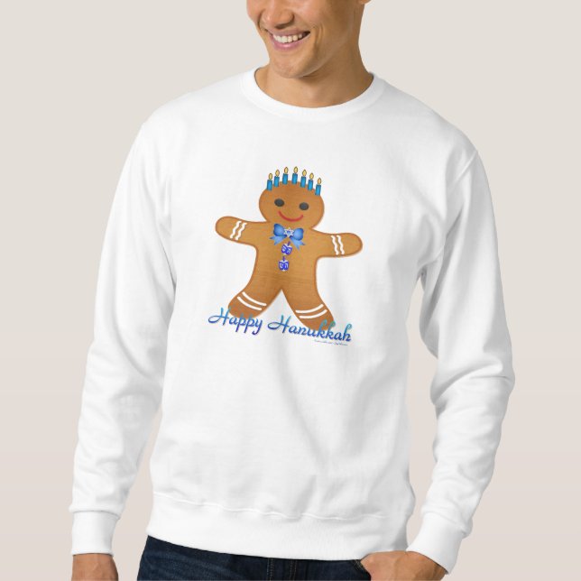 Happy Hanukkah Gingerbread Man Menorah Sweatshirt (Front)