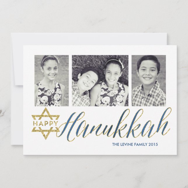 Happy Hanukkah Glitter | Hanukkah Card (Front)