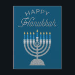 Happy Hanukkah Glitter Postcard<br><div class="desc">Hanukkah 2022 will begin in the evening of Sunday 18 December and ends in the evening of Monday 26 December</div>