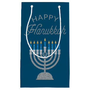 Happy Hanukkah Glitter Small Gift Bag